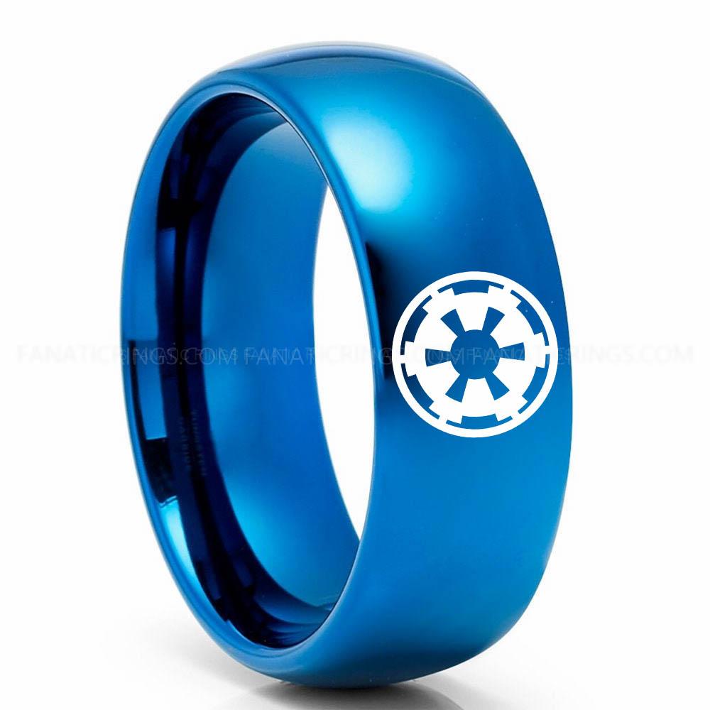 Star Wars 1 Blue Galactic Empire Ring, Star Wars Ring, Star Wars Wedding Band, Star Wars Wedding Ring - Image 1