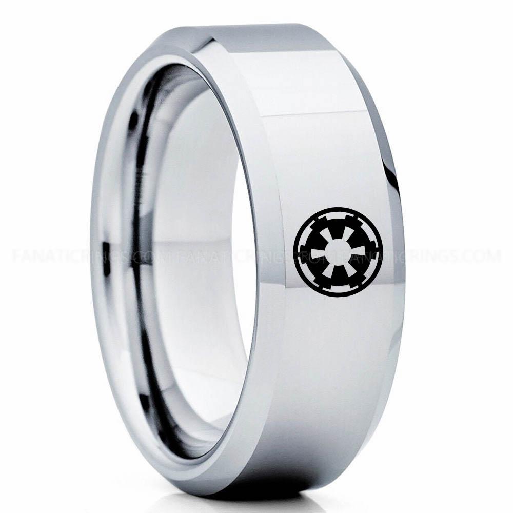 Star Wars 1 Silver 3 Galactic Empire Ring, Star Wars Ring, Star Wars Wedding Band, Star Wars Wedding Ring - Image 1