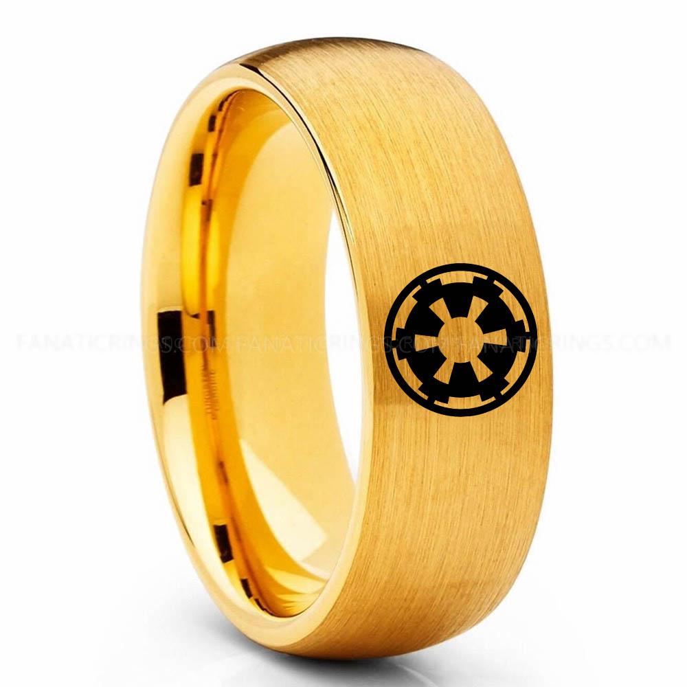 Star Wars 1 Yellow Galactic Empire Ring, Star Wars Ring, Star Wars Wedding Band, Star Wars Wedding Ring - Image 1
