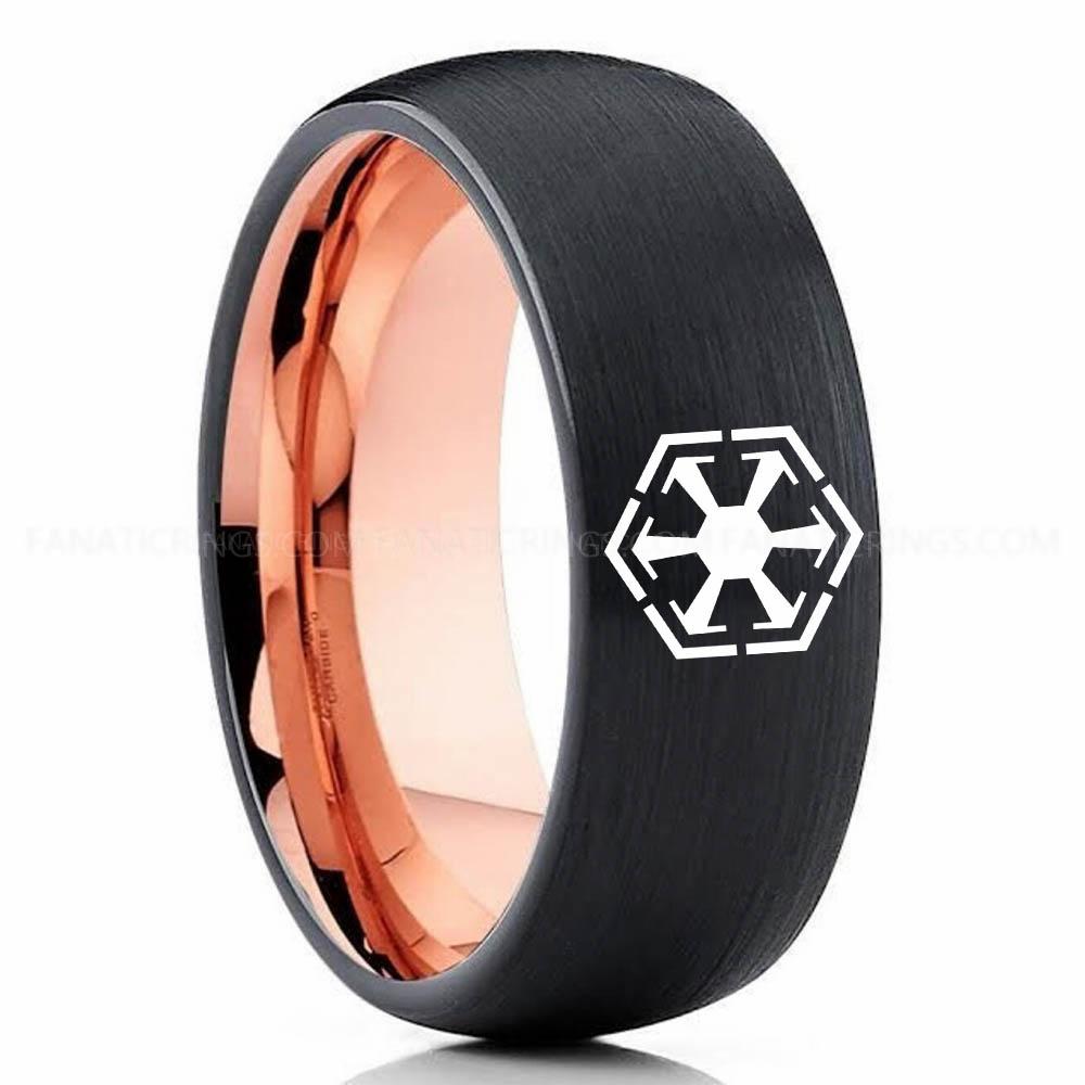 Star Wars 2 Black Pink 2 Sith Empire Ring, Star Wars Ring, Star Wars Wedding Band, Star Wars Wedding Ring - Image 1