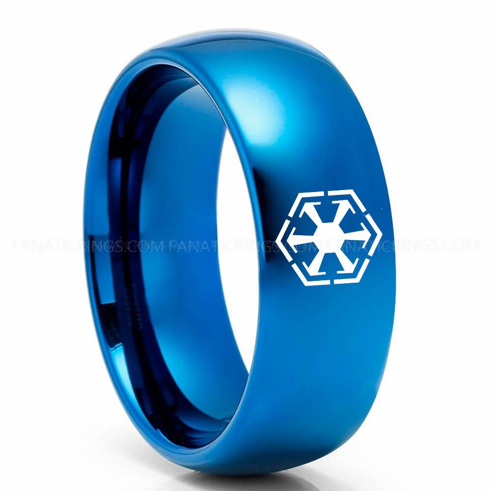 Star Wars 2 Blue Sith Empire Ring, Star Wars Ring, Star Wars Wedding Band, Star Wars Wedding Ring - Image 1