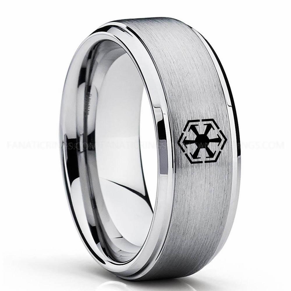 Star Wars 2 Silver 2 Sith Empire Ring, Star Wars Ring, Star Wars Wedding Band, Star Wars Wedding Ring - Image 1
