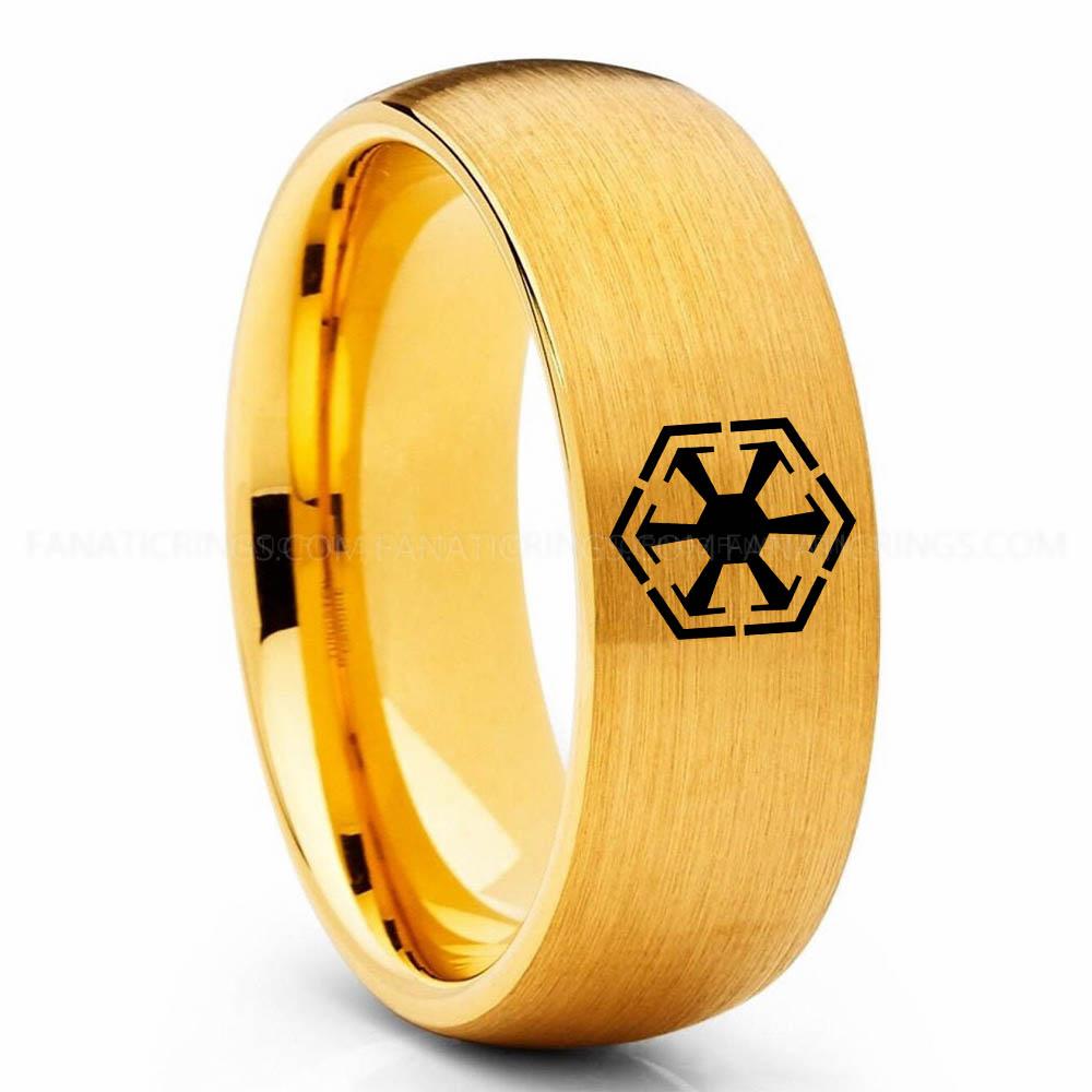 Star Wars 2 Yellow Sith Empire Ring, Star Wars Ring, Star Wars Wedding Band, Star Wars Wedding Ring - Image 1