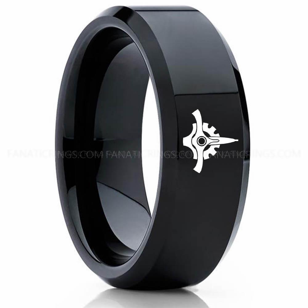 Star Wars 3 Black 2 Great Galactic Seal Ring, Star Wars Ring, Star Wars Wedding Band, Star Wars Wedding Ring - Image 1