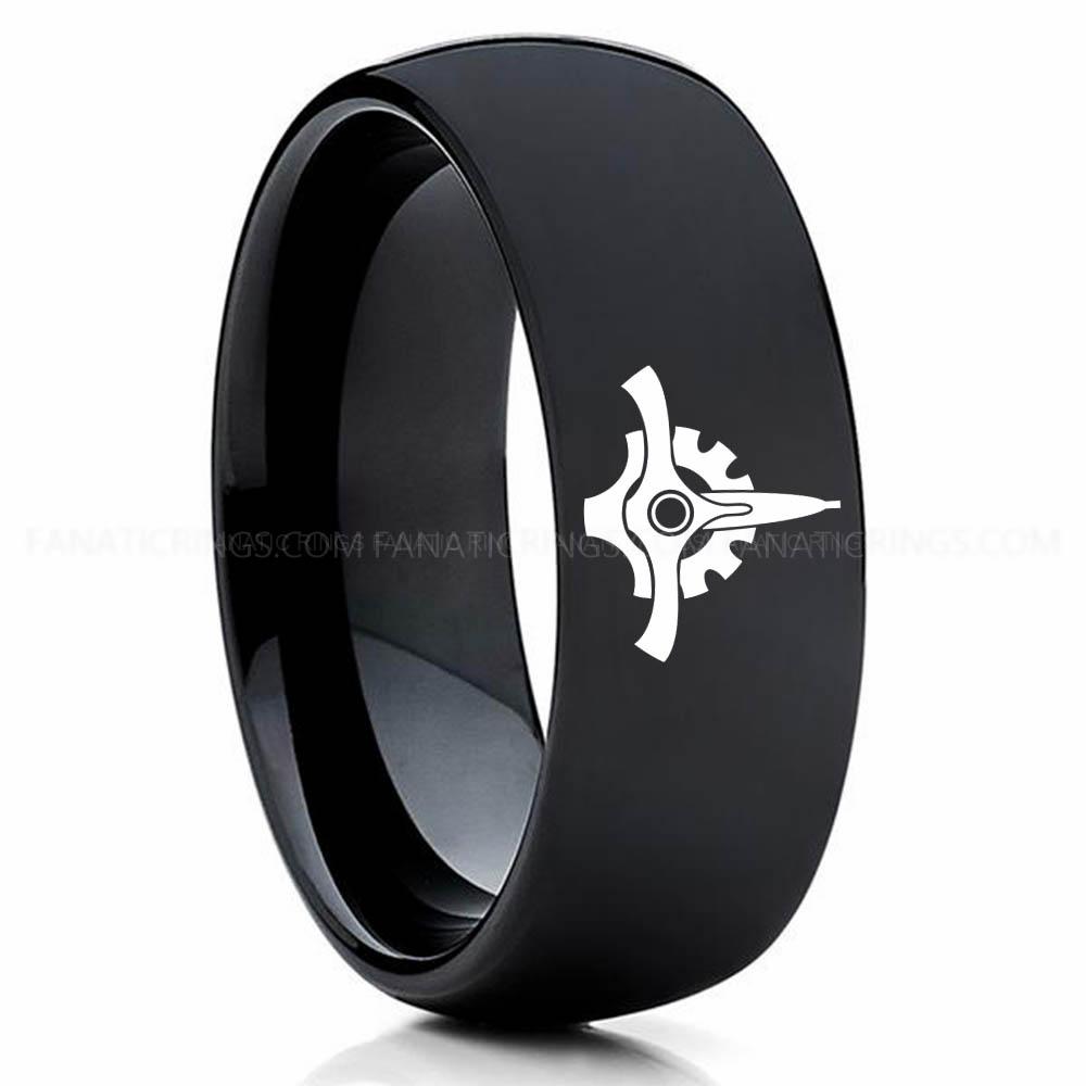 Star Wars 3 Black 3 Great Galactic Seal Ring, Star Wars Ring, Star Wars Wedding Band, Star Wars Wedding Ring - Image 1