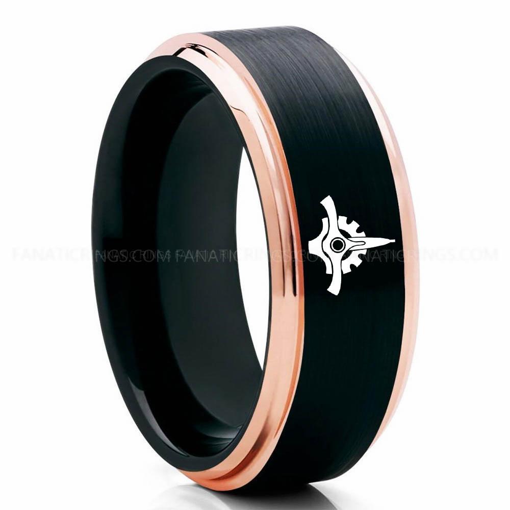 Star Wars 3 Black Pink Great Galactic Seal Ring, Star Wars Ring, Star Wars Wedding Band, Star Wars Wedding Ring - Image 1