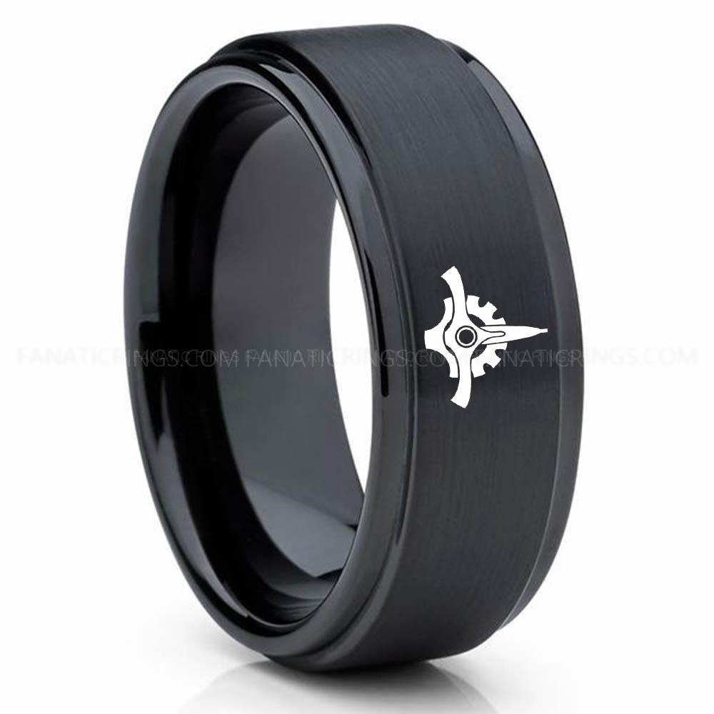 Star Wars 3 Black Great Galactic Seal Ring, Star Wars Ring, Star Wars Wedding Band, Star Wars Wedding Ring - Image 1