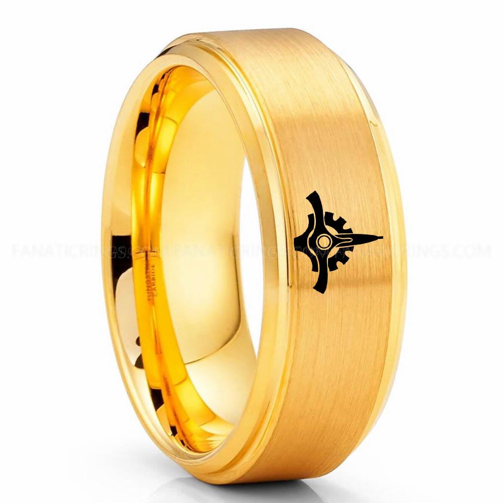Star Wars 3 yellow 2 Great Galactic Seal Ring, Star Wars Ring, Star Wars Wedding Band, Star Wars Wedding Ring - Image 1