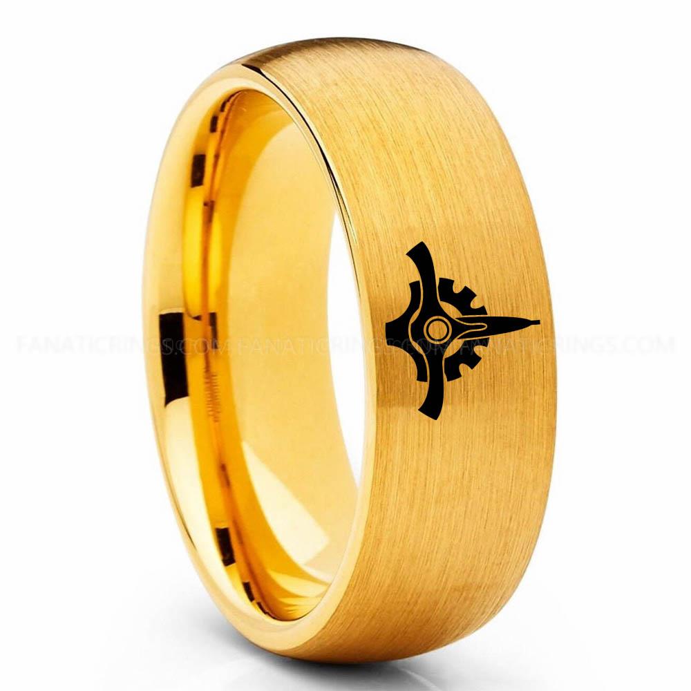 Star Wars 3 yellow Great Galactic Seal Ring, Star Wars Ring, Star Wars Wedding Band, Star Wars Wedding Ring - Image 1