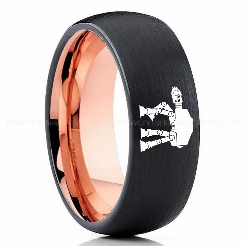 Star Wars 4 Black Pink 2 AT-AT Walker Ring, Star Wars Ring, Star Wars Wedding Band, Star Wars Wedding Ring - Image 1