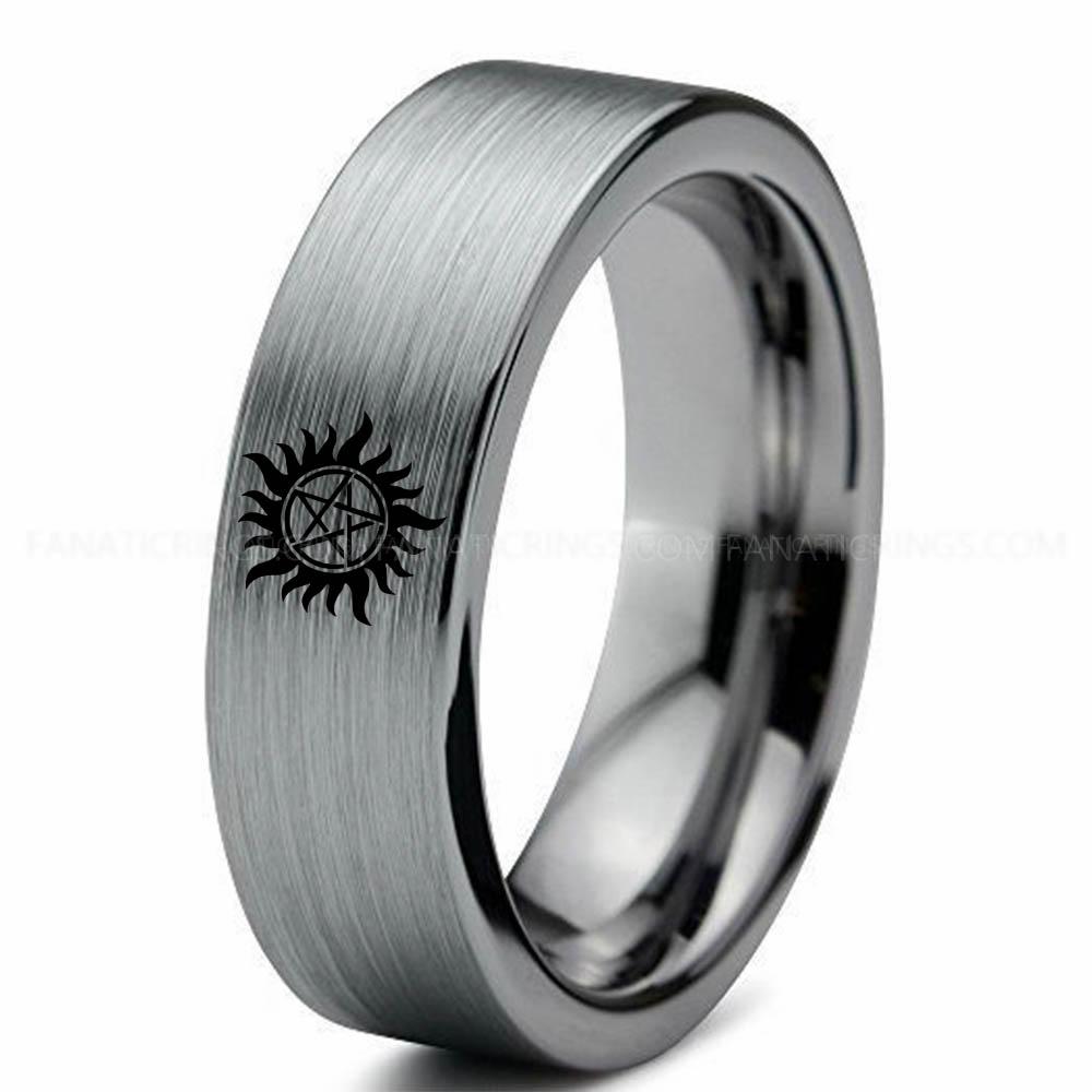 Supernatural Silver 3 Supernatural Ring, Supernatural Wedding Band, Supernatural Wedding Ring, Supernatural Jewelry - Image 1