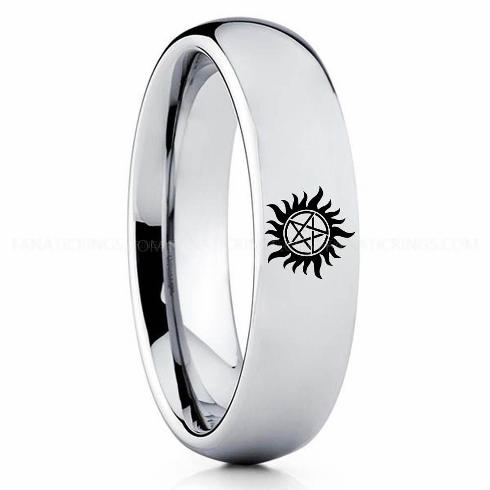 Supernatural Silver Supernatural Ring, Supernatural Wedding Band, Supernatural Wedding Ring, Supernatural Jewelry - Image 1