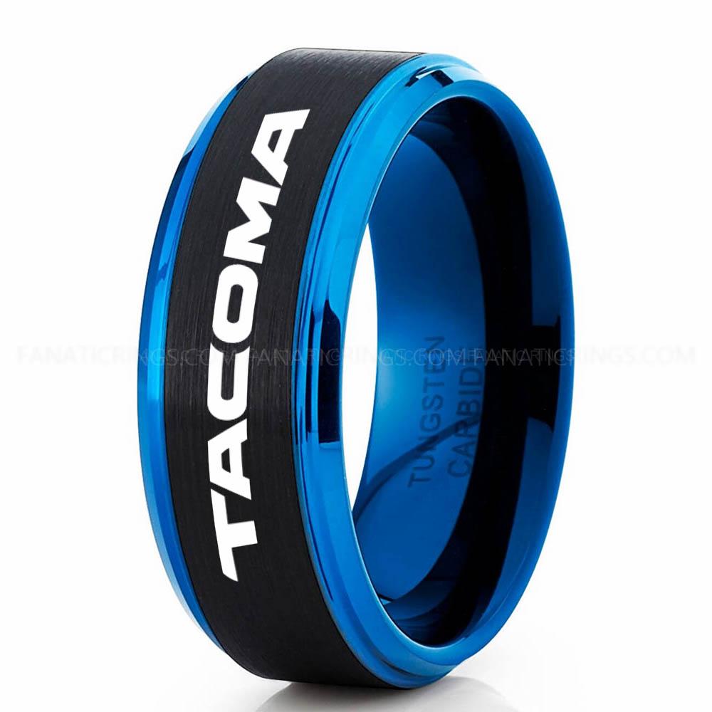 Tacoma Black Blue 4 Tacoma Ring, Toyota Tacoma Ring, Toyota Ring, Pickup Truck Ring, Tacoma Wedding Band, Toyota Wedding Ring - Image 1