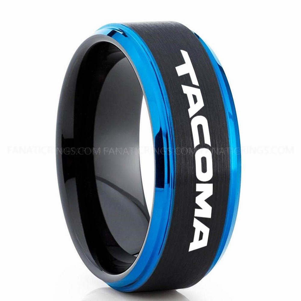 Tacoma Black Blue Tacoma Ring, Toyota Tacoma Ring, Toyota Ring, Pickup Truck Ring, Tacoma Wedding Band, Toyota Wedding Ring - Image 1