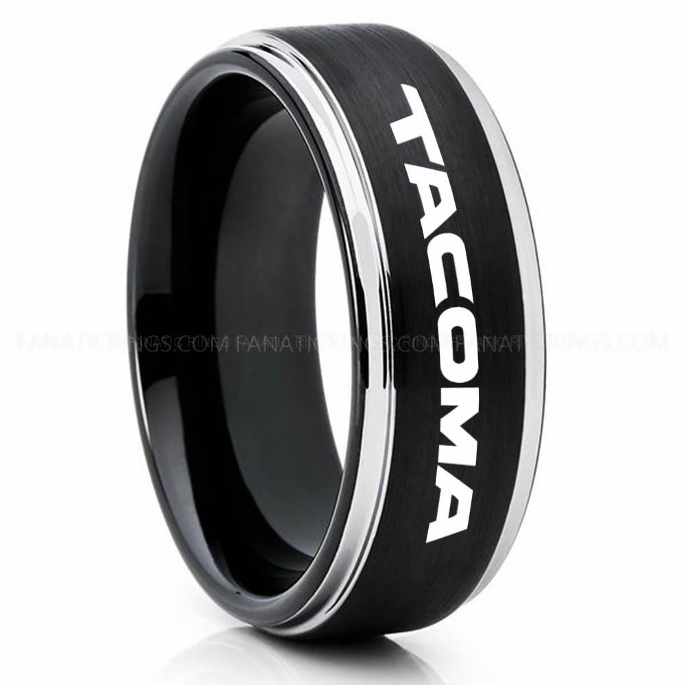 Tacoma Black Silver Tacoma Ring, Toyota Tacoma Ring, Toyota Ring, Pickup Truck Ring, Tacoma Wedding Band, Toyota Wedding Ring - Image 1
