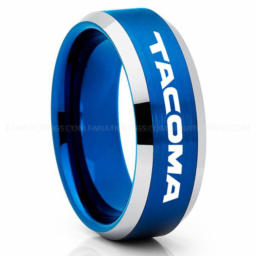 Tacoma Blue Silver 2 Tacoma Ring, Toyota Tacoma Ring, Toyota Ring, Pickup Truck Ring, Tacoma Wedding Band, Toyota Wedding Ring - Image 1