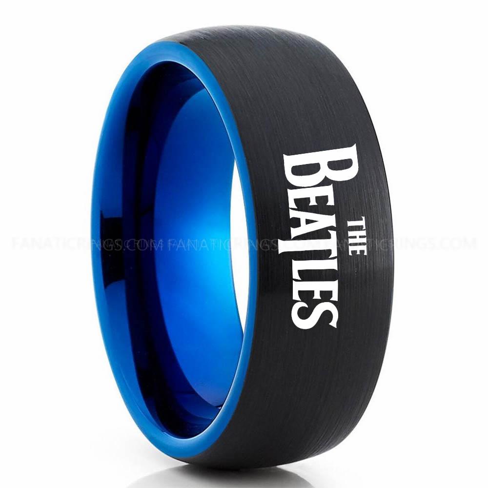 The Beatles Black Blue 2 Beatles Ring, Beatles Wedding Band, Beatles Wedding Ring, Beatles Jewelry - Image 1