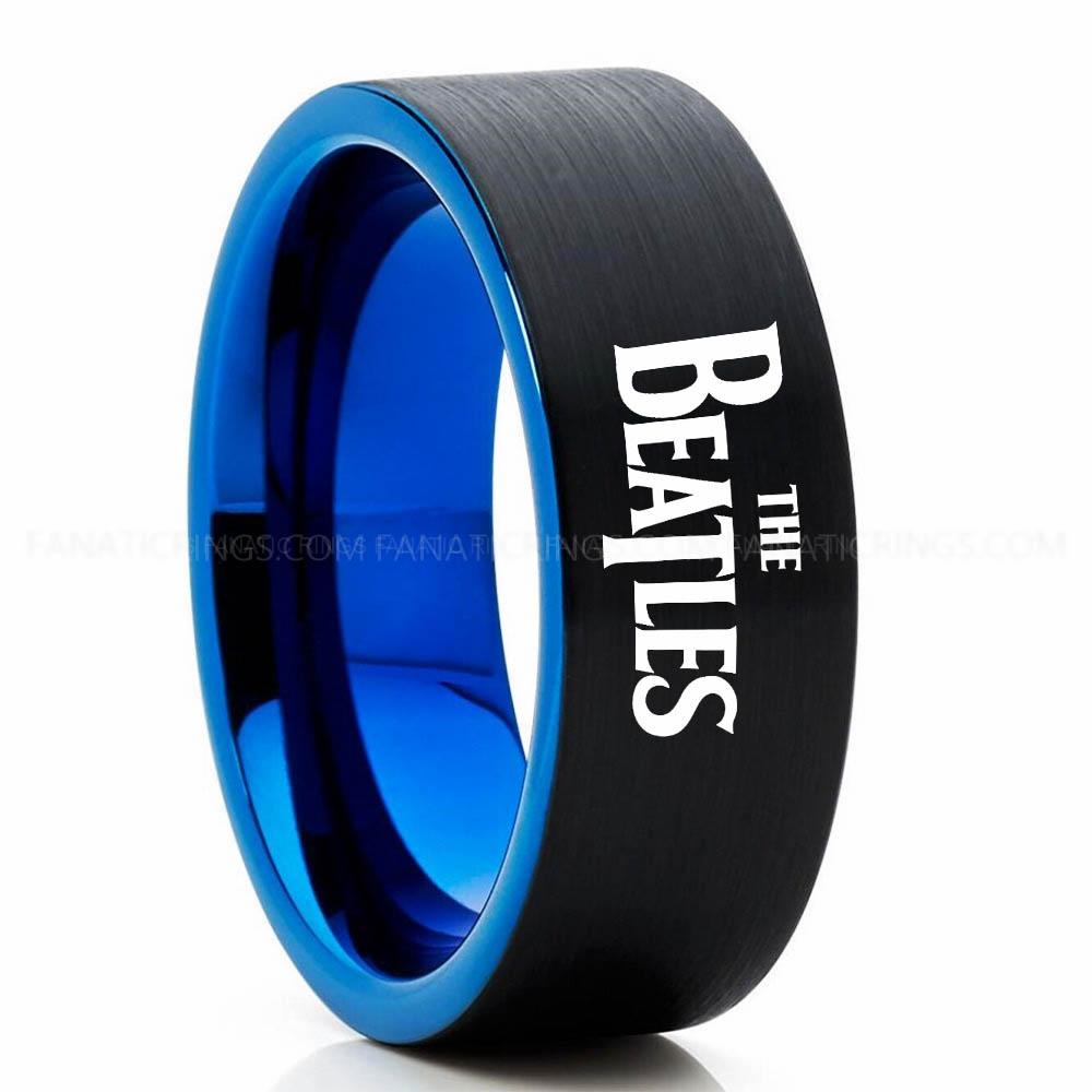 The Beatles Black Blue 3 Beatles Ring, Beatles Wedding Band, Beatles Wedding Ring, Beatles Jewelry - Image 1