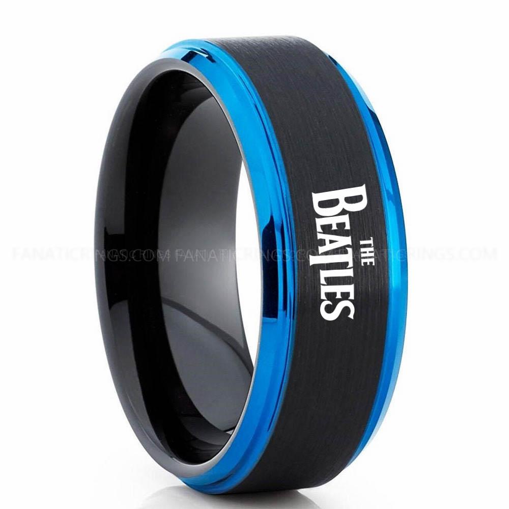 The Beatles Black Blue Beatles Ring, Beatles Wedding Band, Beatles Wedding Ring, Beatles Jewelry - Image 1