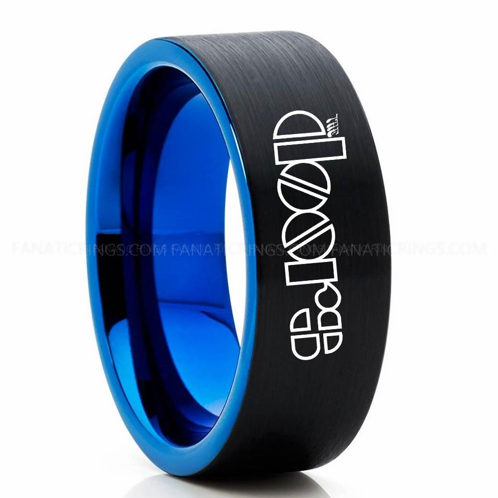 The doors Black Blue The Doors Ring, The Doors Wedding Band, The Doors Wedding Ring, The Doors Jewelry - Image 1