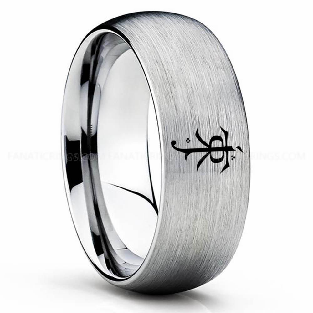 Toilken Silver 2 Tolkien Ring, LOTR Ring, Tolkien Wedding Band, Tolkien Wedding Ring, Tolkien Jewelry - Image 1