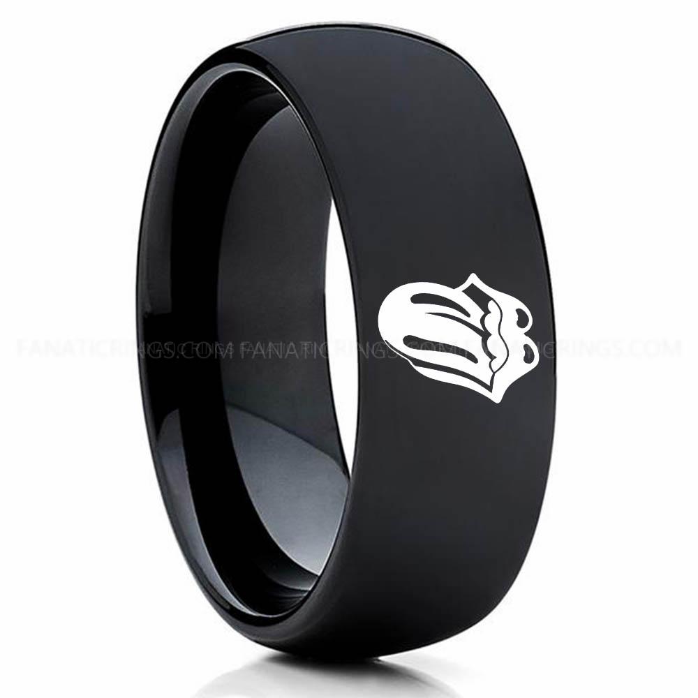 Tounge Black 3 Rolling Stones Ring, Rolling Stones Wedding Band, Rolling Stones Wedding Ring, Rock and Roll Jewelry - Image 1