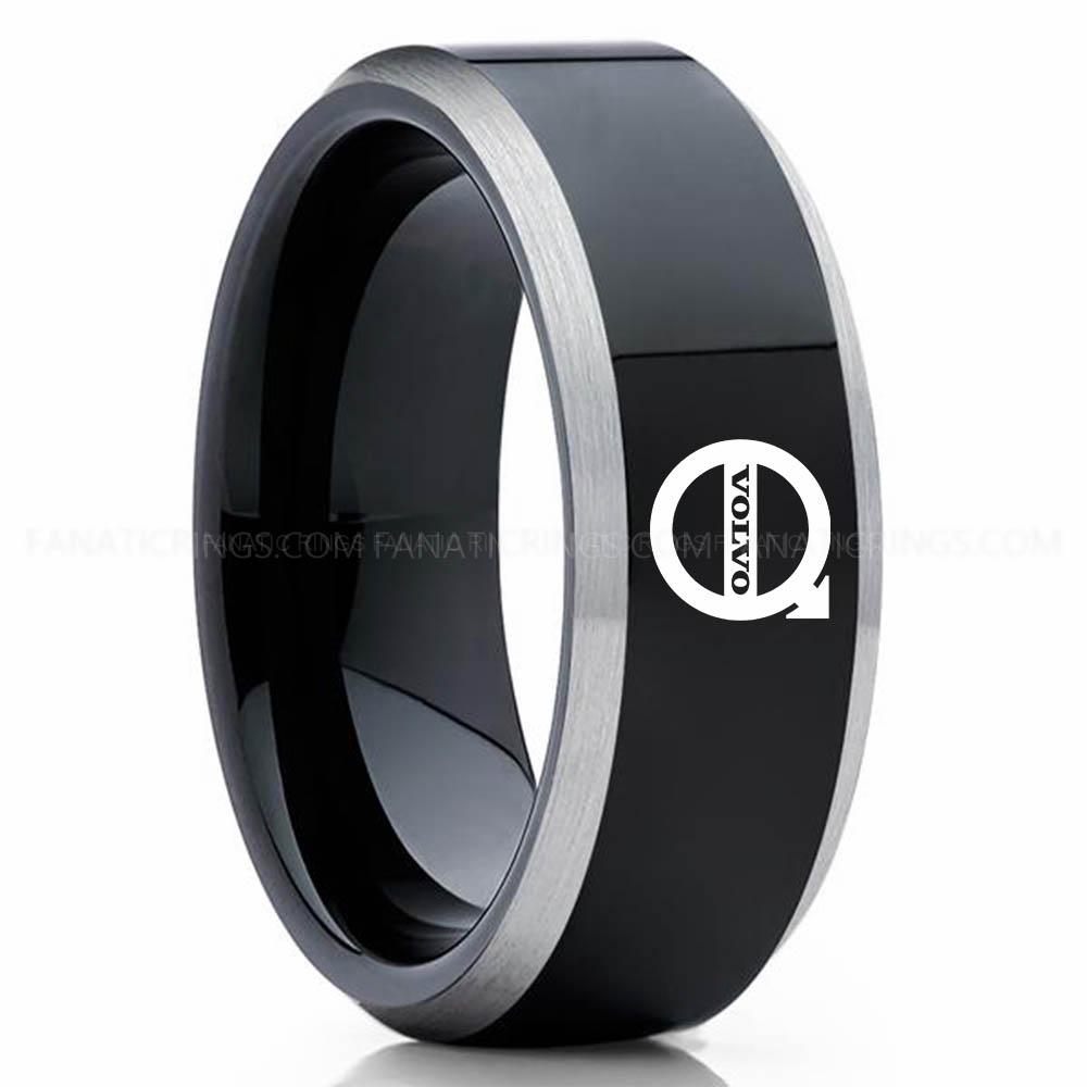 Volvo Black Silver Volvo Trucks Ring, Volvo Ring, Trucker Ring, Volvo Wedding Band, Volvo Wedding Ring - Image 1