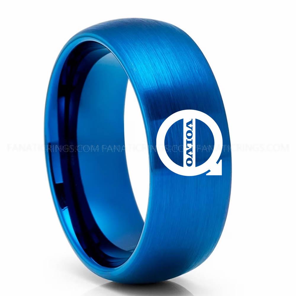 Volvo Blue Volvo Trucks Ring, Volvo Ring, Trucker Ring, Volvo Wedding Band, Volvo Wedding Ring - Image 1