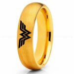Wonder Woman Ring, Wonder Woman Wedding Ring, Wonder Woman Wedding Band, Gold Wedding Ring, Wonder Woman Jewelry