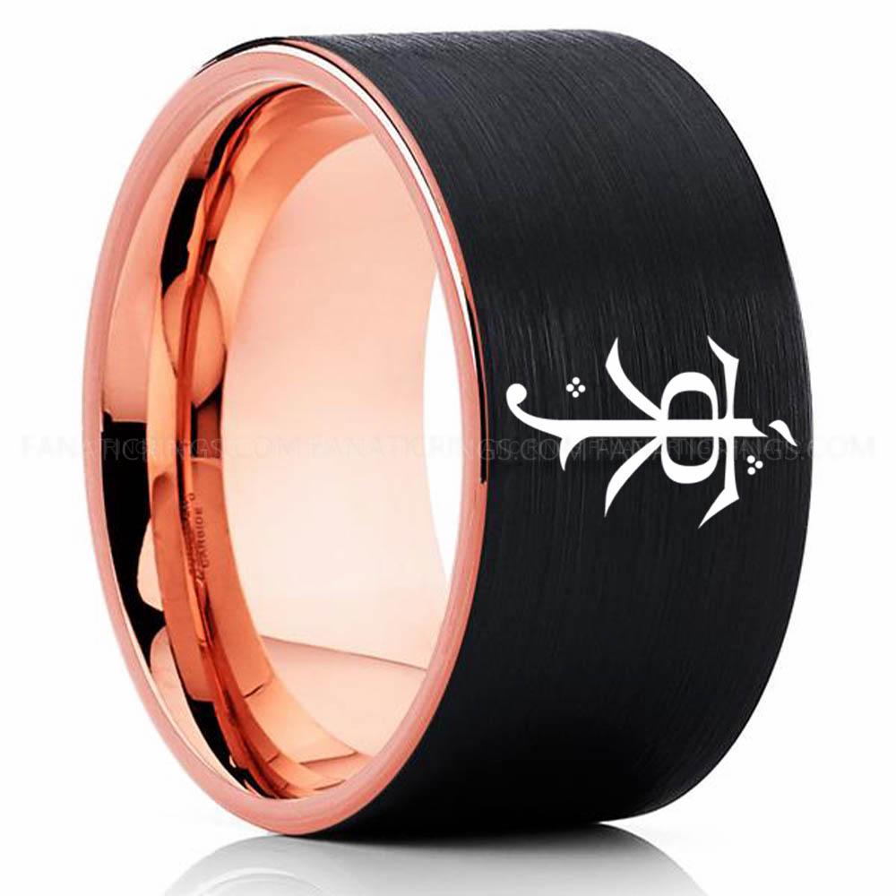 toilken black pink Tolkien Ring, LOTR Ring, Tolkien Wedding Band, Tolkien Wedding Ring, Tolkien Jewelry - Image 1