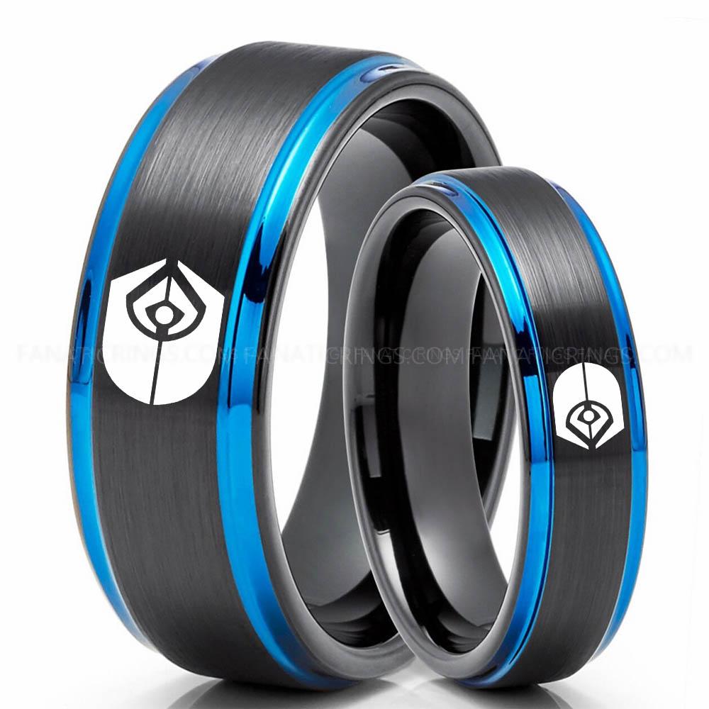 1 Klingon Black Blue 2 Ferengi Alliance Ring, Star Trek Ring, Star Trek Wedding Ring, Star Trek Wedding Band, Ferengi Wedding Ring, Star Trek Jewelry - Image 1