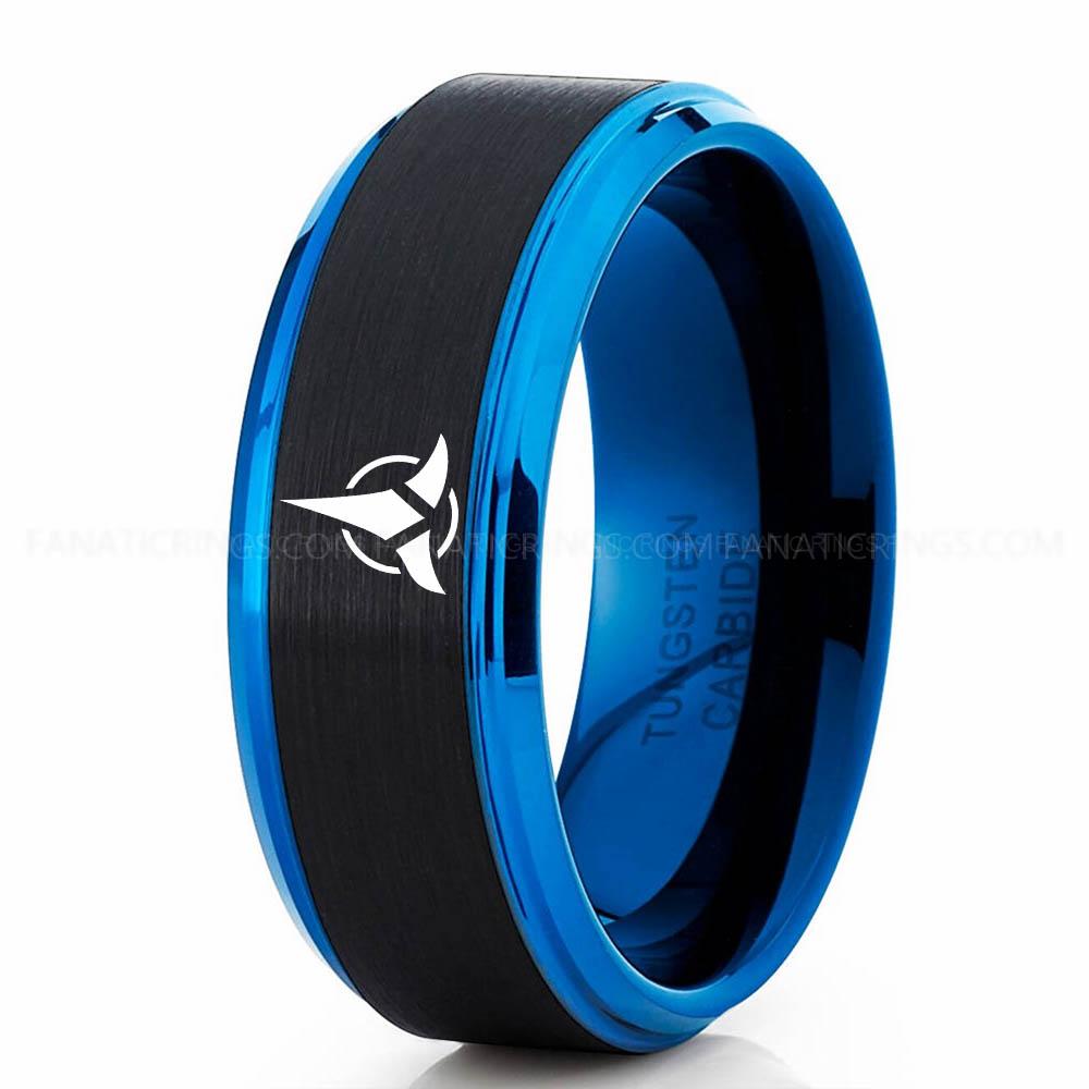 2 Klingon Black Blue 3 Klingon Ring, Star Trek Ring, Star Trek Wedding Ring, Star Trek Wedding Band, Klingon Wedding Ring, Star Trek Jewelry - Image 1