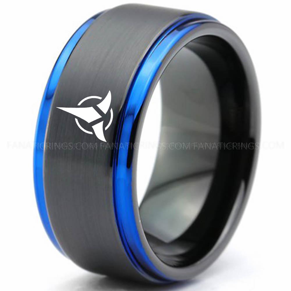2 Klingon Black Blue 4 Klingon Ring, Star Trek Ring, Star Trek Wedding Ring, Star Trek Wedding Band, Klingon Wedding Ring, Star Trek Jewelry - Image 1