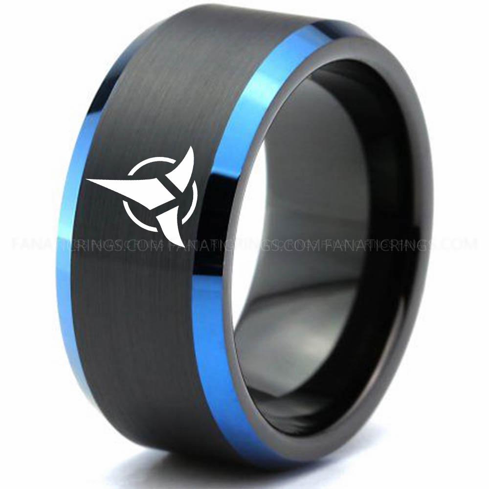 2 Klingon Black Blue 5 Klingon Ring, Star Trek Ring, Star Trek Wedding Ring, Star Trek Wedding Band, Klingon Wedding Ring, Star Trek Jewelry - Image 1