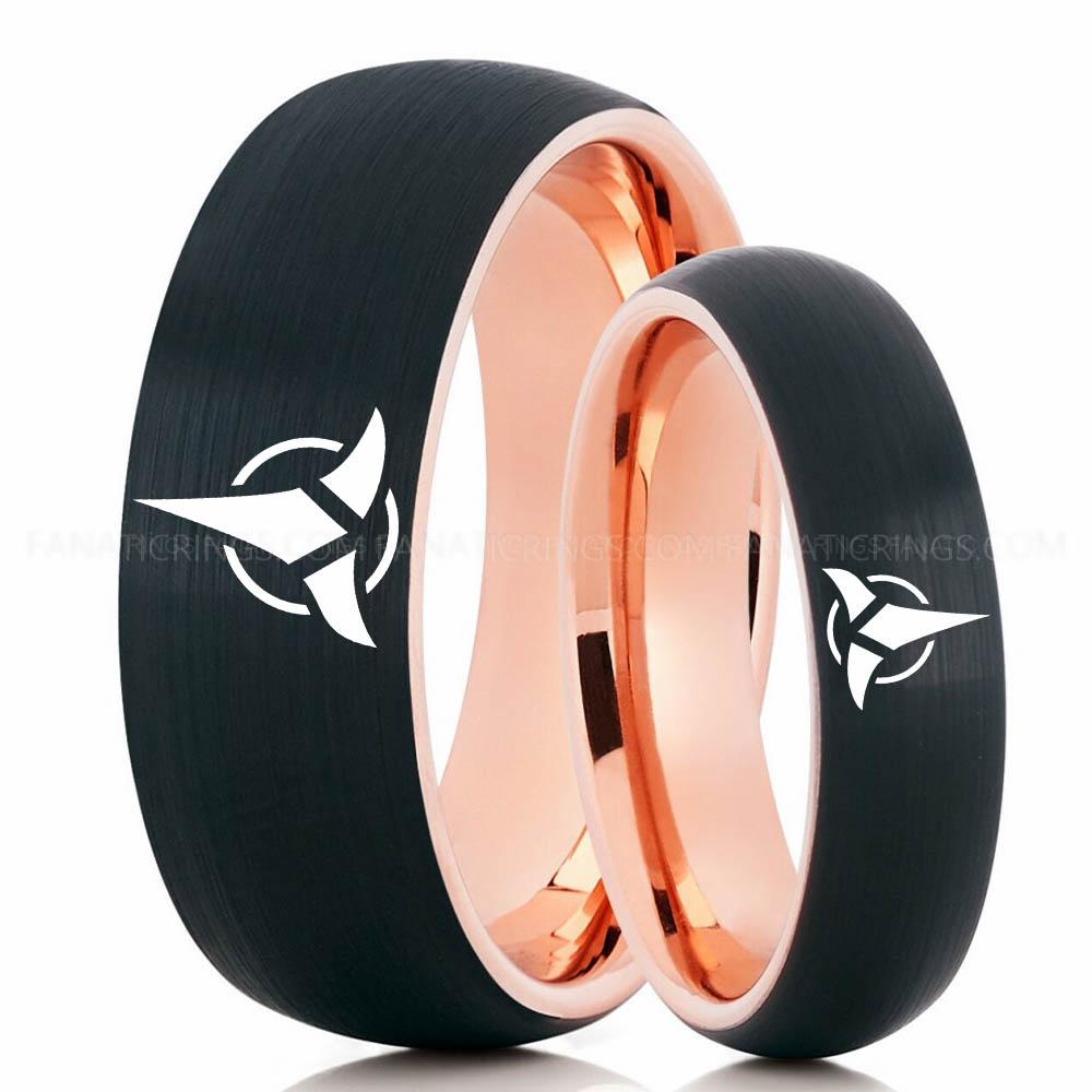 2 Klingon Black Pink 2 Klingon Ring, Star Trek Ring, Star Trek Wedding Ring, Star Trek Wedding Band, Klingon Wedding Ring, Star Trek Jewelry - Image 1