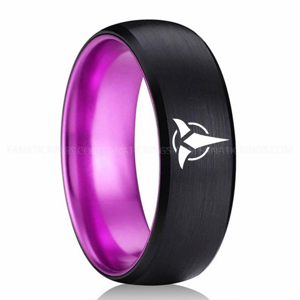 2 Klingon Black Purple Klingon Ring, Star Trek Ring, Star Trek Wedding Ring, Star Trek Wedding Band, Klingon Wedding Ring, Star Trek Jewelry - Image 1