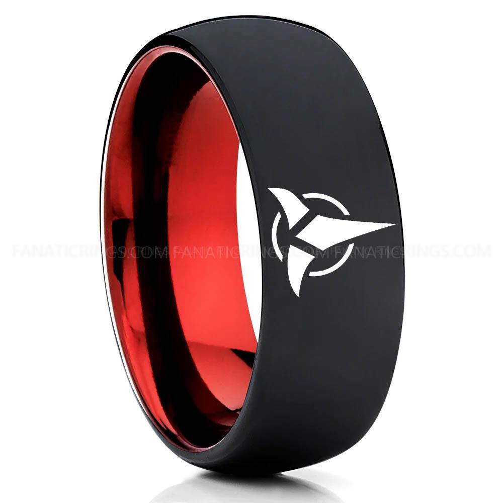 2 Klingon Black Red Klingon Ring, Star Trek Ring, Star Trek Wedding Ring, Star Trek Wedding Band, Klingon Wedding Ring, Star Trek Jewelry - Image 1