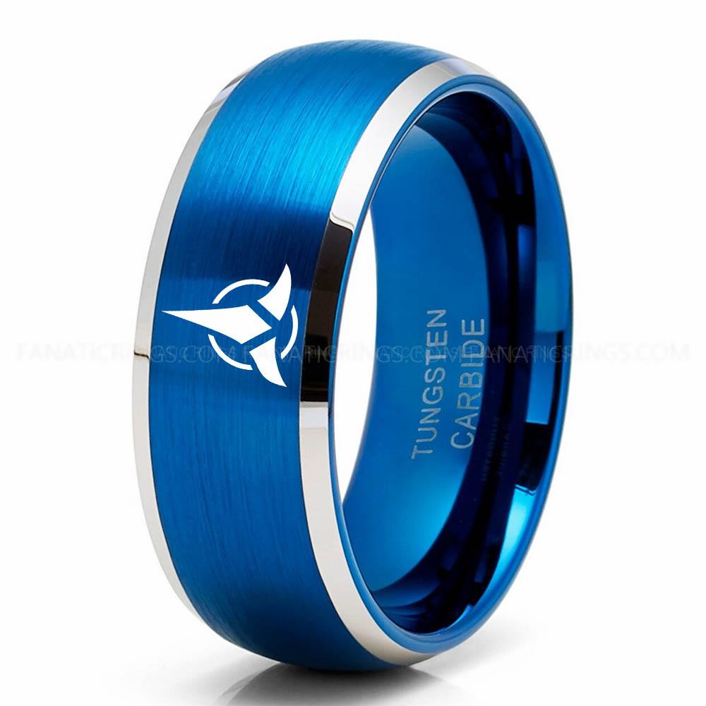 2 Klingon Silver Blue Klingon Ring, Star Trek Ring, Star Trek Wedding Ring, Star Trek Wedding Band, Klingon Wedding Ring, Star Trek Jewelry - Image 1