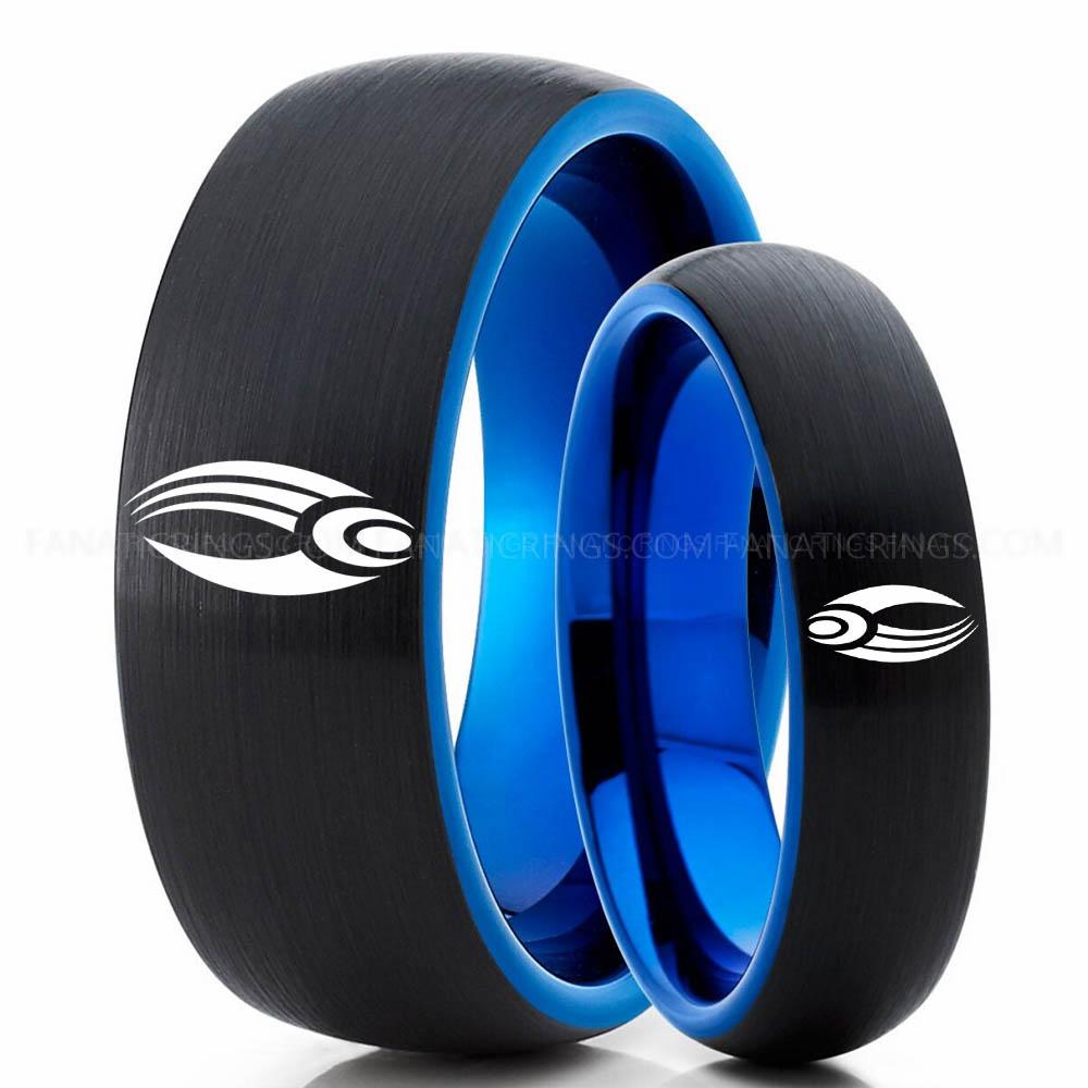 3 Klingon Black Blue Borg Ring, Star Trek Ring, Star Trek Wedding Ring, Star Trek Wedding Band, Borg Wedding Ring, Star Trek Jewelry - Image 1