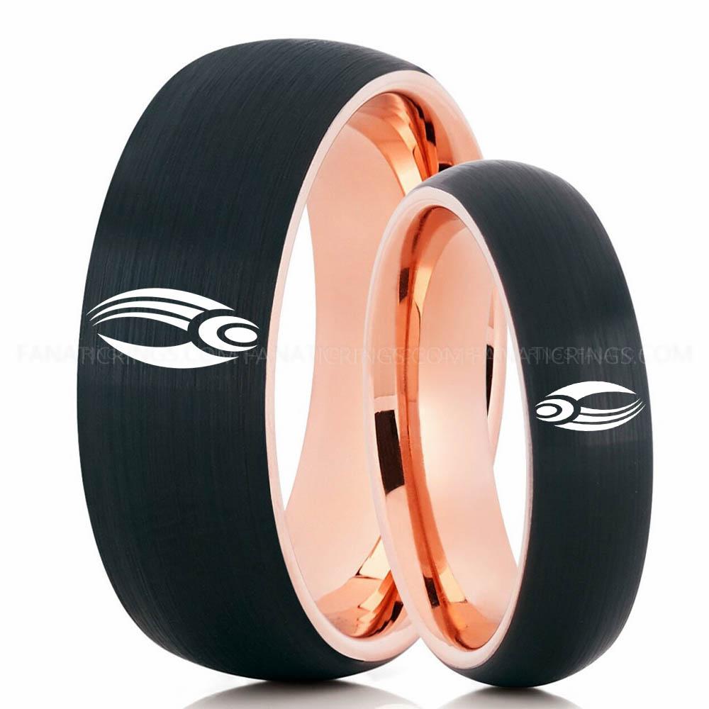 3 Klingon Black Pink 2 Borg Ring, Star Trek Ring, Star Trek Wedding Ring, Star Trek Wedding Band, Borg Wedding Ring, Star Trek Jewelry - Image 1