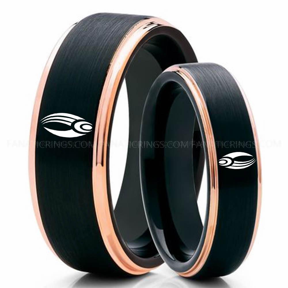 3 Klingon Black Pink 3 Borg Ring, Star Trek Ring, Star Trek Wedding Ring, Star Trek Wedding Band, Borg Wedding Ring, Star Trek Jewelry - Image 1