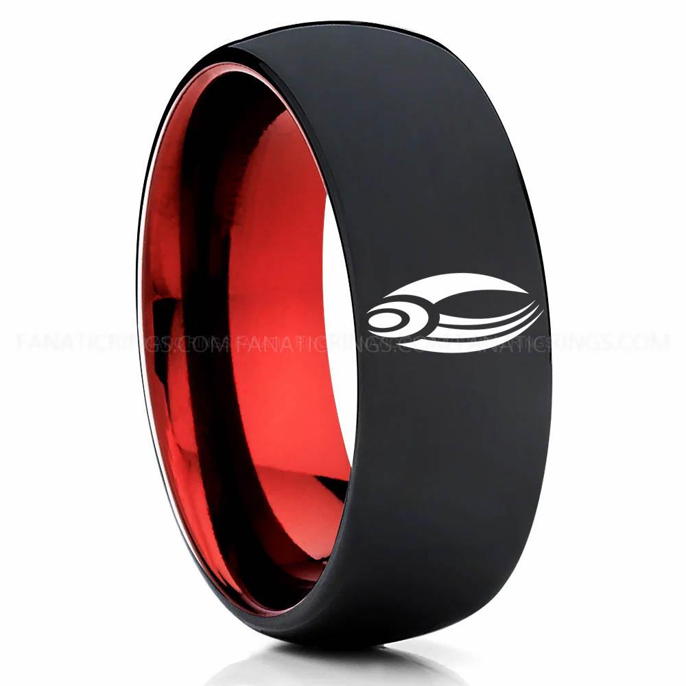 3 Klingon Black Red Borg Ring, Star Trek Ring, Star Trek Wedding Ring, Star Trek Wedding Band, Borg Wedding Ring, Star Trek Jewelry - Image 1