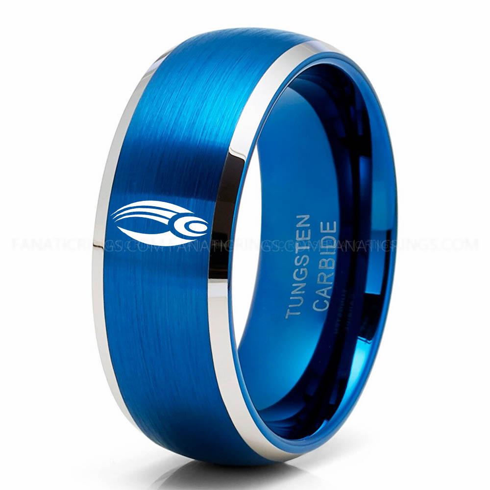 3 Klingon Silver Blue Borg Ring, Star Trek Ring, Star Trek Wedding Ring, Star Trek Wedding Band, Borg Wedding Ring, Star Trek Jewelry - Image 1