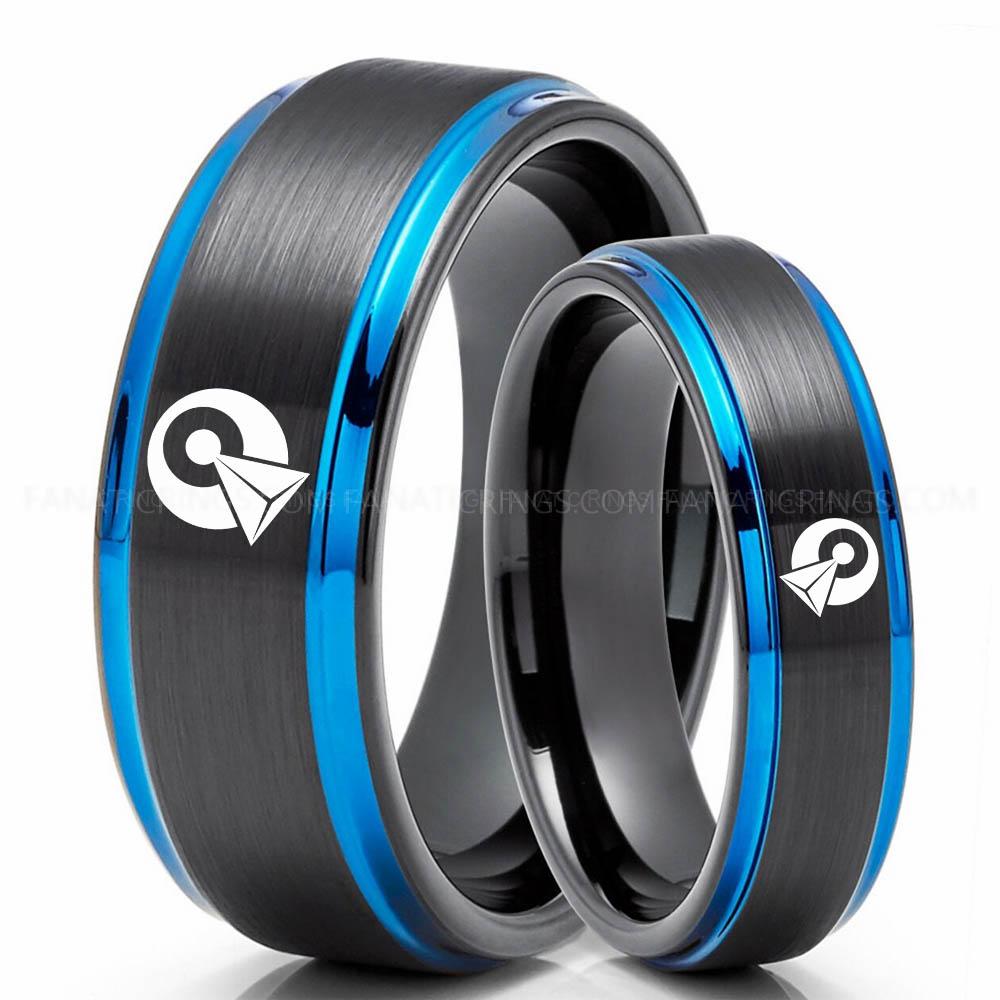 4 Klingon Black Blue 1 Vulcan IDIC Ring, Star Trek Ring, Star Trek Wedding Ring, Star Trek Wedding Band, Vulcan IDIC Wedding Ring, Star Trek Jewelry - Image 1