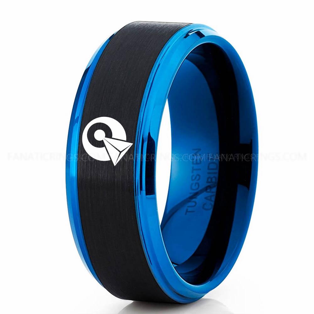 4 Klingon Black Blue 2 Vulcan IDIC Ring, Star Trek Ring, Star Trek Wedding Ring, Star Trek Wedding Band, Vulcan IDIC Wedding Ring, Star Trek Jewelry - Image 1