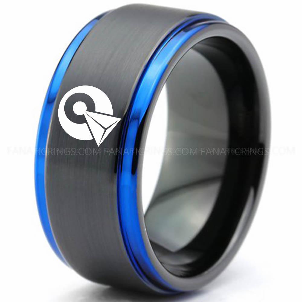 4 Klingon Black Blue 3 Vulcan IDIC Ring, Star Trek Ring, Star Trek Wedding Ring, Star Trek Wedding Band, Vulcan IDIC Wedding Ring, Star Trek Jewelry - Image 1