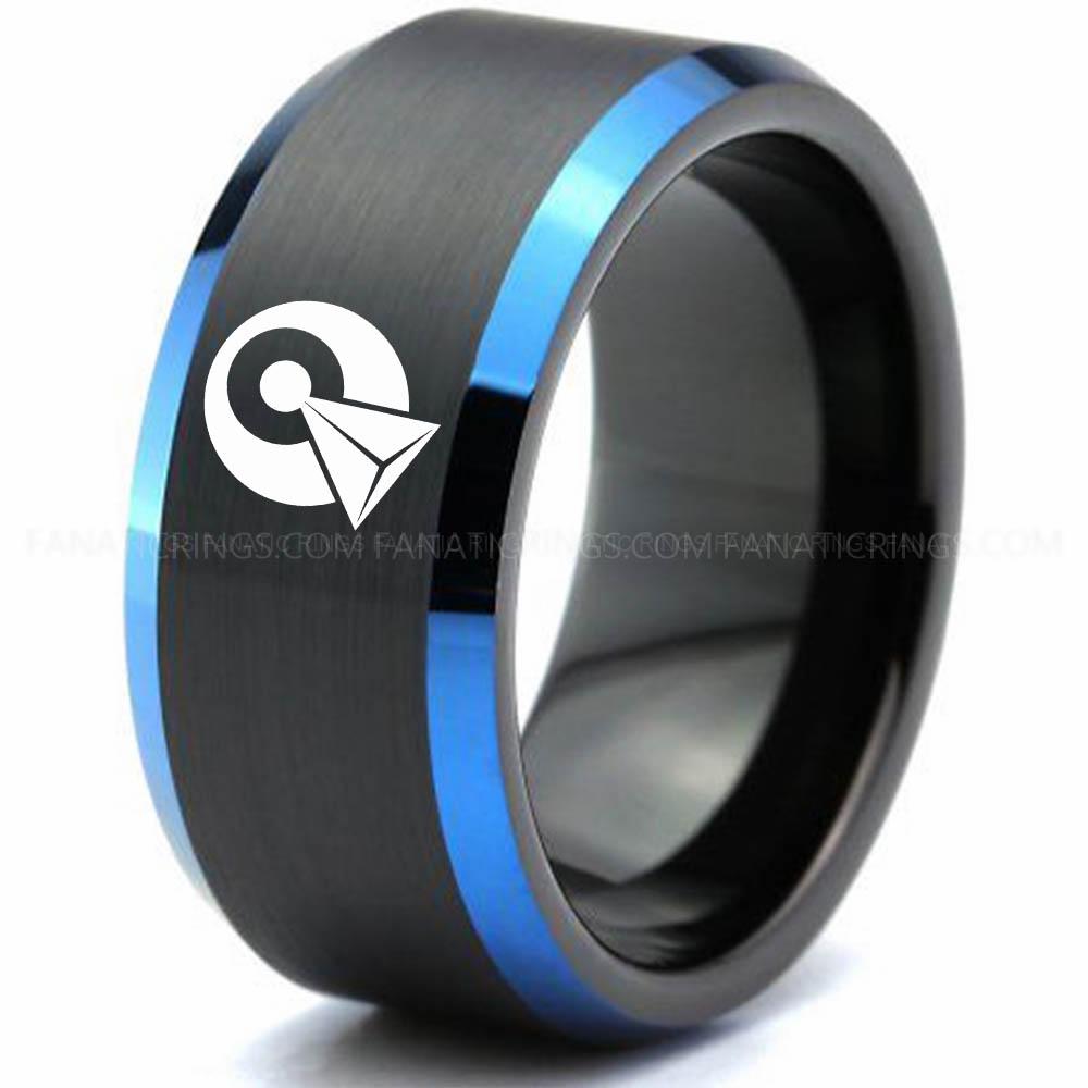 4 Klingon Black Blue 4 Vulcan IDIC Ring, Star Trek Ring, Star Trek Wedding Ring, Star Trek Wedding Band, Vulcan IDIC Wedding Ring, Star Trek Jewelry - Image 1