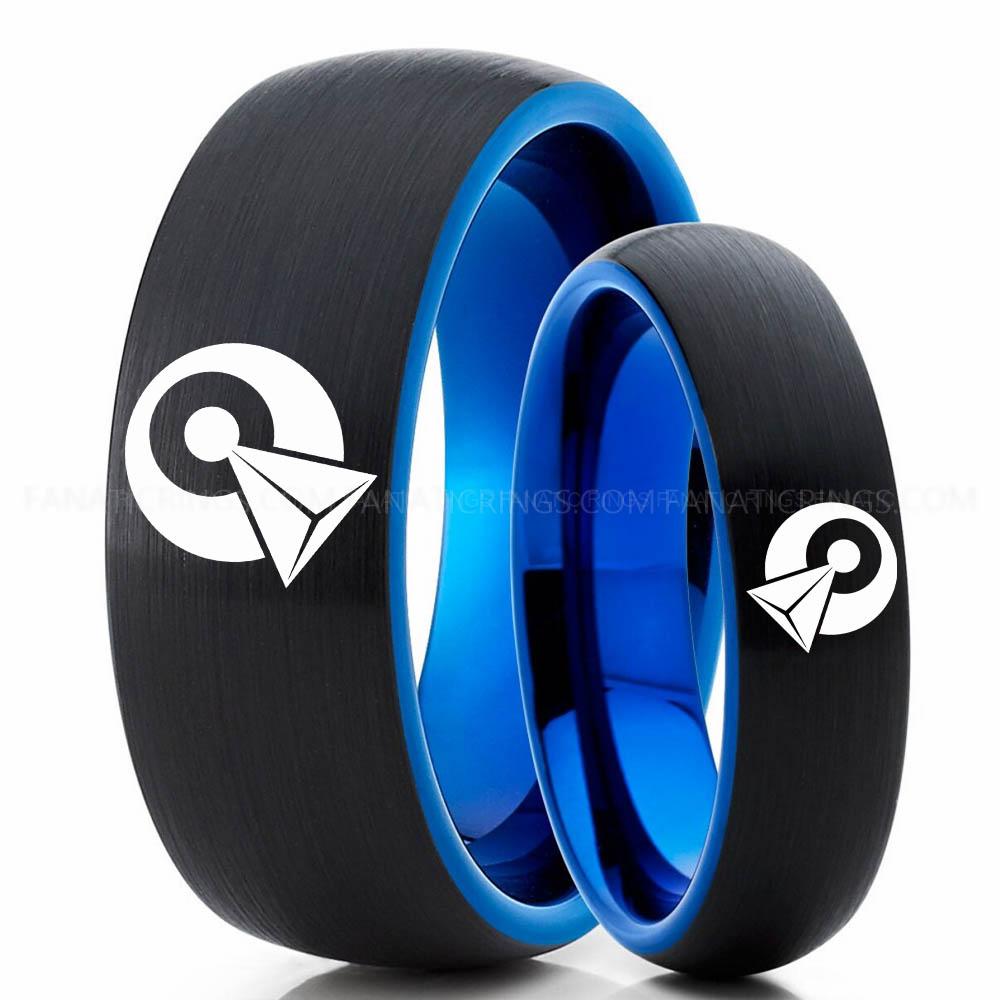4 Klingon Black Blue Vulcan IDIC Ring, Star Trek Ring, Star Trek Wedding Ring, Star Trek Wedding Band, Vulcan IDIC Wedding Ring, Star Trek Jewelry - Image 1