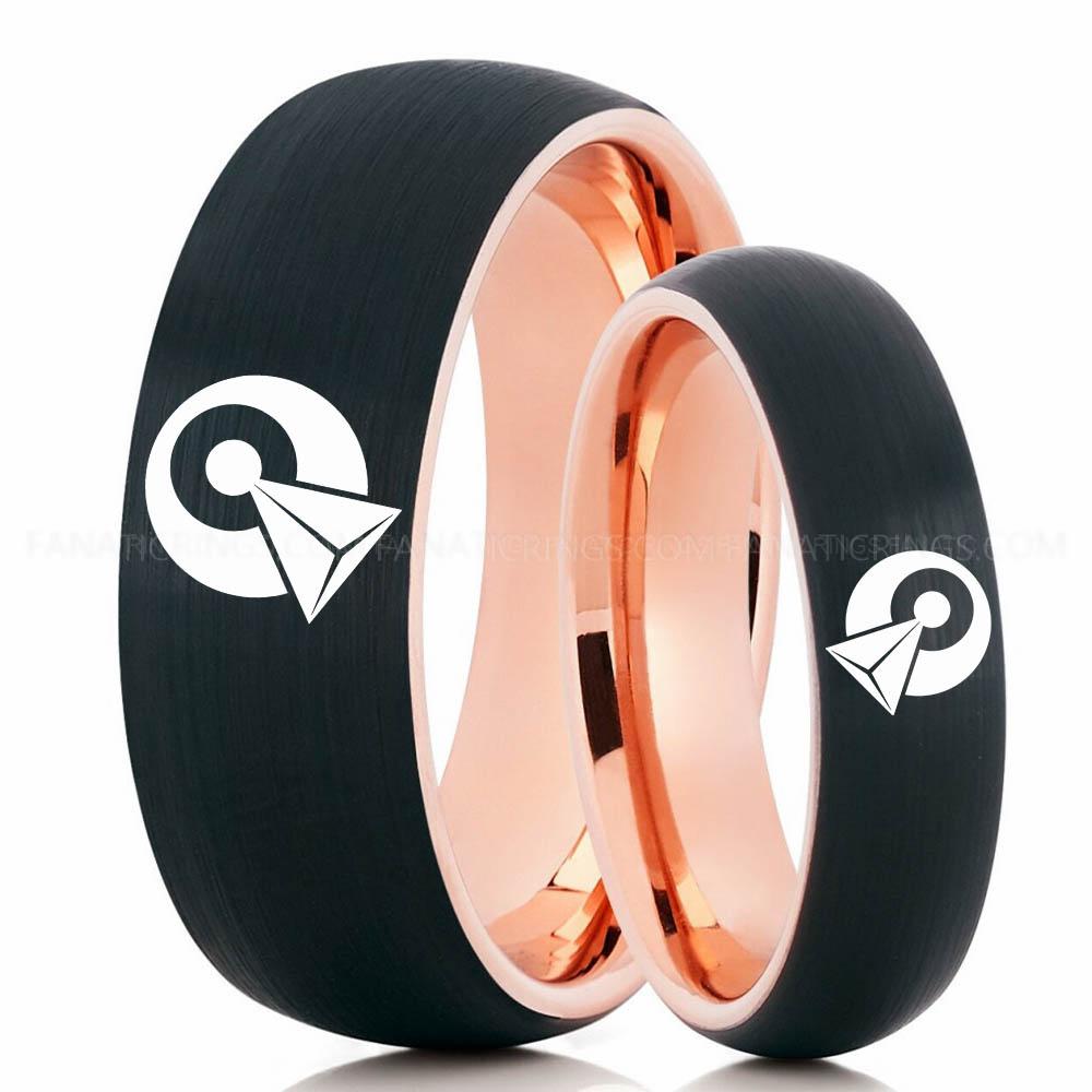 4 Klingon Black Pink 2 Vulcan IDIC Ring, Star Trek Ring, Star Trek Wedding Ring, Star Trek Wedding Band, Vulcan IDIC Wedding Ring, Star Trek Jewelry - Image 1