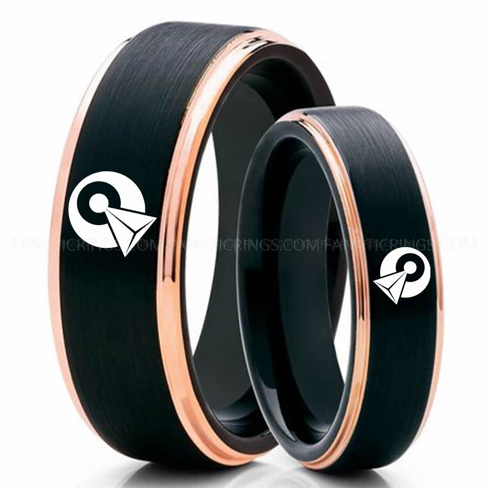 4 Klingon Black Pink 3 Vulcan IDIC Ring, Star Trek Ring, Star Trek Wedding Ring, Star Trek Wedding Band, Vulcan IDIC Wedding Ring, Star Trek Jewelry - Image 1